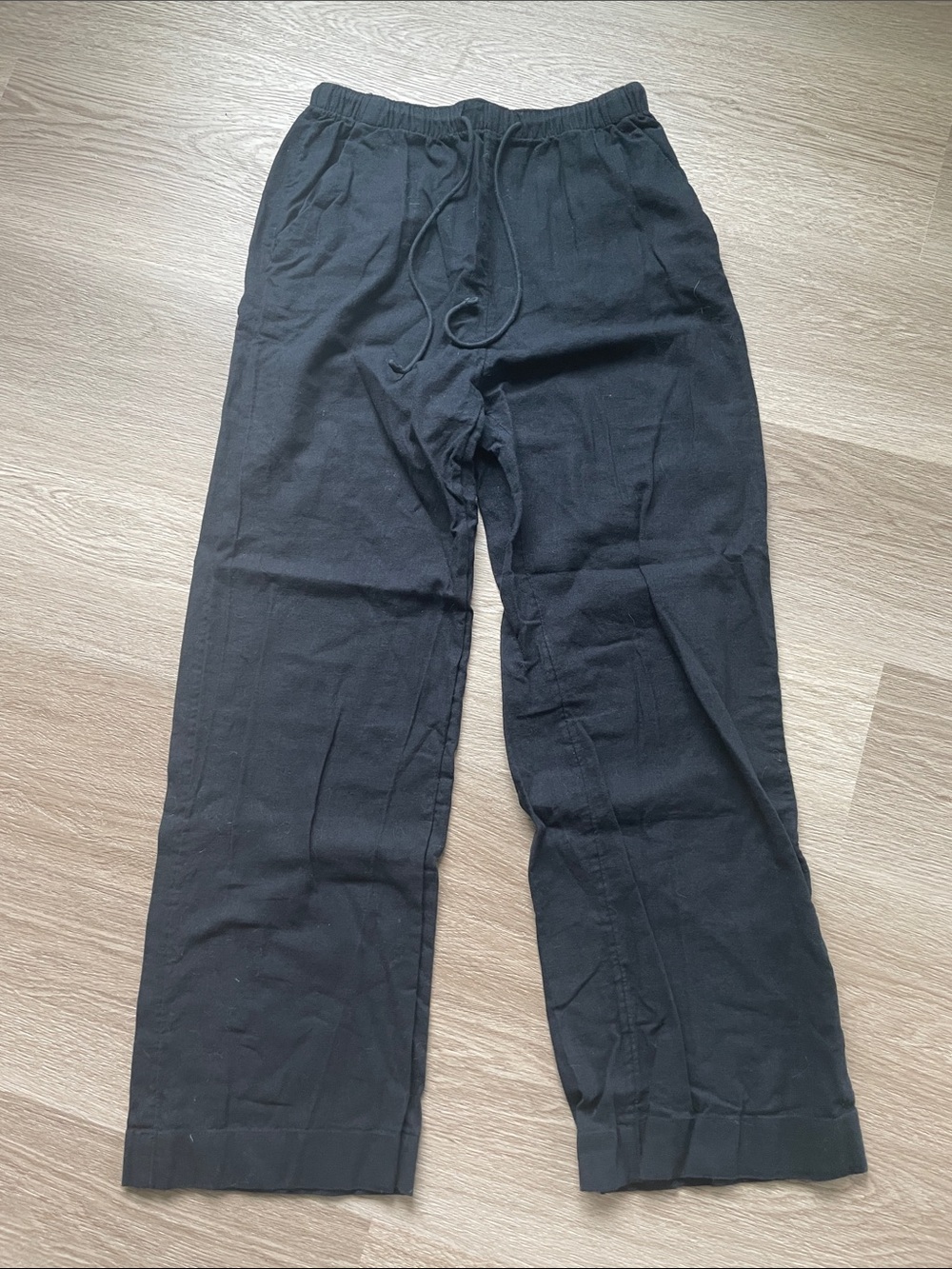 Abercrombie & Fitch Black Drawstring Linen Pants
